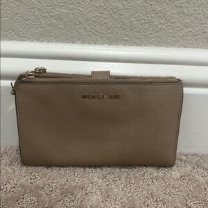 Michael Kors Taupe Leather Clutch